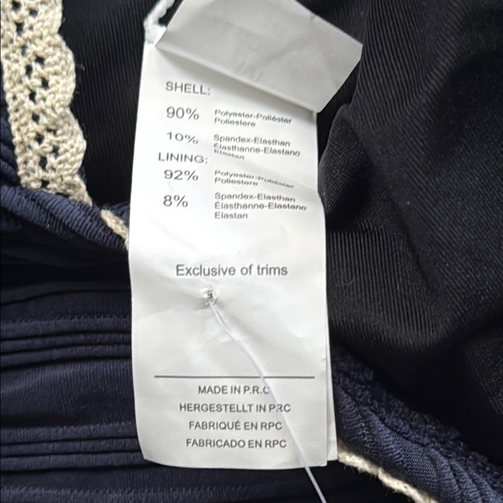 Cupshe Navy Textured Camisole with Cream Trim - Picture 3 of 12